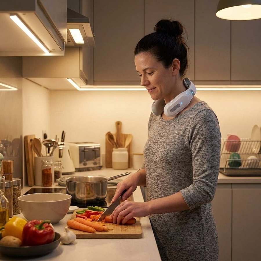 Solvia nyakmasszírozó viselése főzés közben